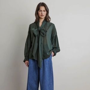Mahsa Bow Blouse in Jungle